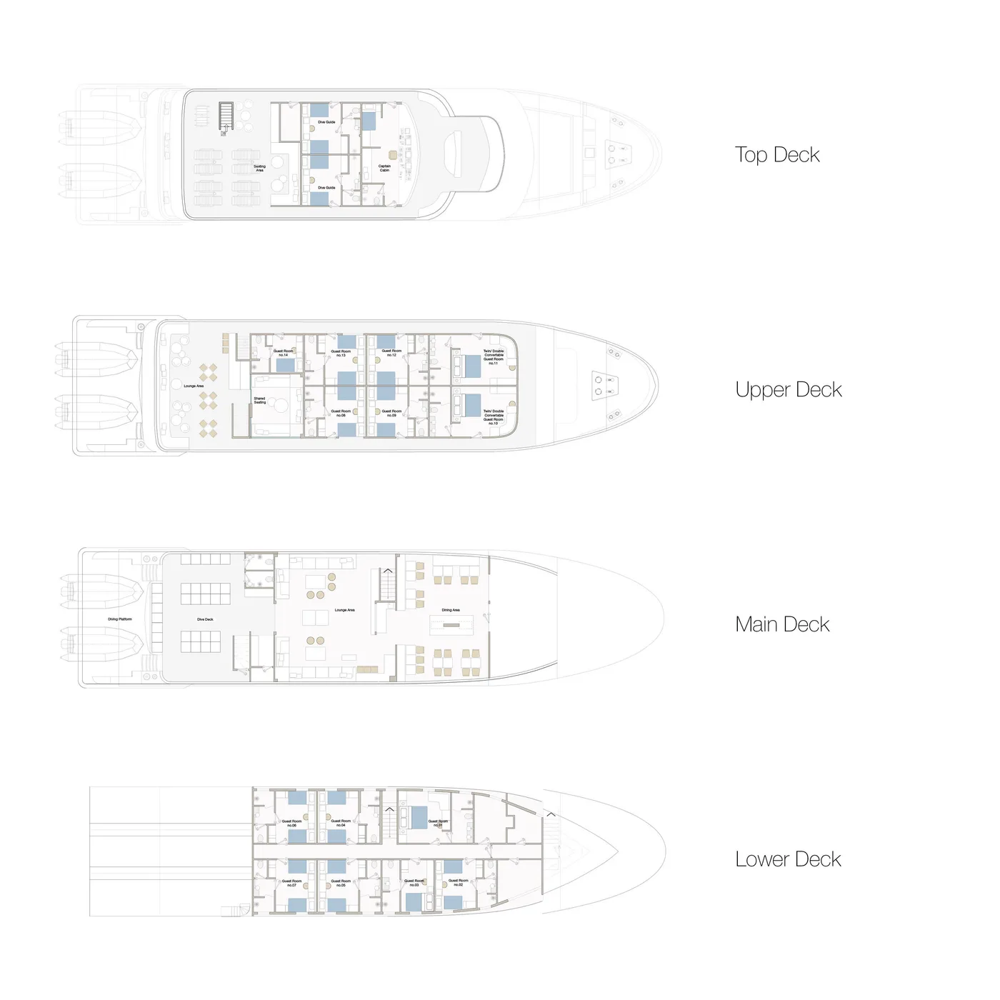 Ghazala Adventure deck plan and vessel layout 1