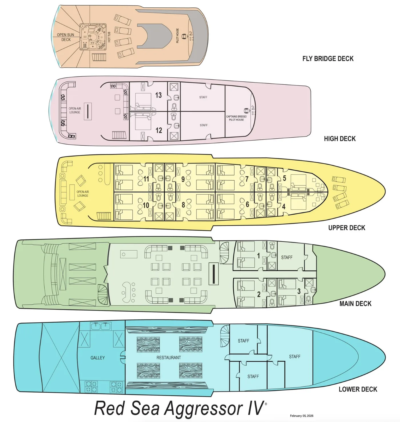 Red Sea Aggressor IV deck plan and vessel layout 1