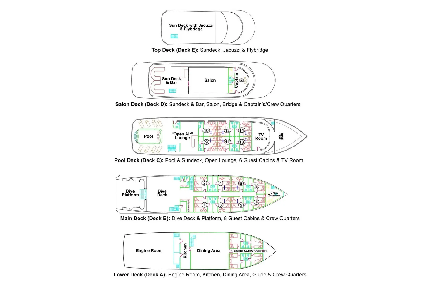All Star Scuba Scene deck plan and vessel layout 1